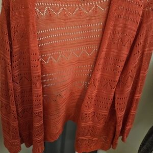 Women's Open Knit Sweater - Orange